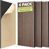 TONOR set di 4 Pannelli Fonoassorbenti in Legno Impiallacciato, 120x60x1,9 cm, Piastrella da Parete Autoadesiva, Pannello Acustico Decorativo 3D, Pannelli Acustici per Soggiorno, Ufficio, Noce
