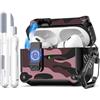 R-fun Compatibile con AirPods Pro 2 generazione (coperchio pop-up auto) con kit di pulizia, per Airpods Pro 2/1 gen (2023/2022/2019), per custodia Airpods Pro (USB-C/Lightning),Camuffamento Rosso