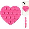 lasuroa Forma Cuore Ventosa per Telefono Entrambi i Lati, Supporto per Telefono a Ventosa Silicone Multiuso Custodia per Telefono Dolce Impugnatura Adesiva per Telefono per Dispositivi Mobili (Rosa)