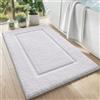 DEXI Tappeto da bagno, lavabile in lavatrice, asciugabile in lavatrice, super assorbente e confortevole, tappetino da bagno antiscivolo, per pavimento del bagno, vasca, doccia, 91,4 x 61 cm, bianco