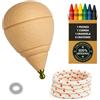 EVERGIFT Trottola in legno per bambini, confezione da 1 tropo + 6 cere colorate + 1 rondella | fatto a mano in Spagna con punta rotonda.