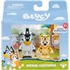 Bluey Confezione da 2 statuette giocattolo in costume animale articolate robuste con tutine da zebra e ghepardo, piccole action figure per bambini dai 3 anni in su