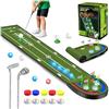 TERRAMUS Tappetino di Putting per Bambini Aggiornato, Prato di Putting 2,3 m (7,8 Ft) con Buchi Illuminati a LED, Palline Luminose,2 Mazzi, Set di Gioco di Golf per Bambini,Tappetini di Golf Interno