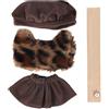 Penitue Set di Vestiti Leopardati per Bambole Peluche, Elegante Set con Top Gonna Sciarpa e Cappello con Stampa Leopardata Divertenti Accessori Vestiti Bambole Peluche per Giocare Vestirsi Esporre