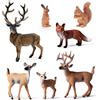 SIENON 7 figure di animali della foresta giocattolo, animali con famiglia di cervi, alce, volpe, coniglio, scoiattolo per topper di torte e cupcake, decorazioni per feste natalizie