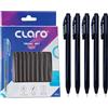 CLARO Trion SRT - Penna a sfera retrattile, nera, punta fine (0,7 mm), confezione da 10, penne a sfera liscia, perfette per scuola, ufficio, casa, uso quotidiano
