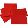 JEYEFFE Buste colorate con bigliettini, set 100 buste + 100 biglietti, mini formati 7 x 11,2 cm e 14 x 9 cm, per matrimoni, feste, compleanni, regali e biglietti di auguri (ROSSO, 11,2 x 7 CM)