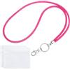 VOSSOT Laccio Porta Badge Donna con Cristalli Rosa Bling, Doppio Portacarte Orizzontale Trasparente in PVC Morbido + Gancio Portachiavi in Metallo Rotante 360°, Scuola, Infermiera, Idea Regalo Chic