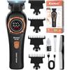 KEMEI 999 - Tagliacapelli professionale da uomo, senza fili, elettrico, senza fili, con lama a T, con display a LED e 3 pettini guida (nero)