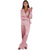 TRAMAS+ Pigiama Donna in Raso, Pigiama Donna Lungo, Completo con Maniche Lunghe con Bottoni e Pantaloni con Vita Elastica, Abbigliamento da Notte Comodo - M, Verde Tiffany