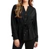 Enmain Camicette da donna bluse eleganti e casual a maniche lunghe tuniche con scollo a V camicette da donna camicie, Nero , L