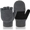 Migliore Wear Guanti invernali convertibili per uomo e donna, guanti di lana ispessiti e interni Thinsulate, guanti termici con palmo in pelle antiscivolo, touch screen, caldi