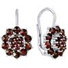 SILVEGO Orecchini con Vero Granato Ceco in Argento Sterling 925 Fiore