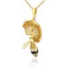AMBEDORA Collana da donna con ape miele, mod.08, ambra baltica colorata, argento sterling placcato oro, ciondolo a catena, Argento sterling, Ambra