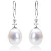 Diamond Treats Orecchini Pendenti con Perle d'Acqua Dolce e Zirconi in Oro Bianco 9 Carati