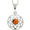 SilverAmber Jewellery Noda GL376 - Ciondolo celtico in vera ambra baltica e argento Sterling, senza catenina, Pietra Argento sterling Resina, Ambra