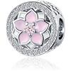 MiniJewelry Ciondolo a forma di cuore con orchidea rosa, adatto per braccialetti Pandora, regalo di Natale e compleanno, per donne, figlia, sorella, nipote