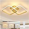 Goeco Plafoniera LED Soffitto Moderna Dimmerabile 50W, Lampadario LED Soffitto con Telecomando 3000K-6500K 64CM, Quadrata Plafoniere Camera da Letto per Soggiorno, Cucina, Oro