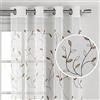 Creative Home Ideas Window Elements Creative Home Ideas Wavy Leaves Embroidered Sheer Grommet Curtain Panel Moderno Chocolate