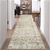 Famibay - Tappeto da corridoio 80x300cm, lungo, tappeto da cucina lavabile, morbido, antiscivolo, beige, giallo, vintage, boho, tappeto da corridoio, per camera da letto, ufficio, ingresso