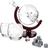 TRIXES Set regalo per bicchieri da whisky a forma di globo, set da degustazione di whisky, set da degustazione di whisky, bicchieri da whisky, pietre da whisky, festa del papà, pensionamento