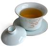 YXHUPOT Gaiwan cinese Sancai - Set da tè con vassoio, tazza, piattino, coperchio, filo dorato delicato