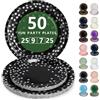 Nkaiso 50 Pezzi Nero e Argento Piatti di Carta, 25 x 23cm & 25 x 18cm Piatti Monouso, Stoviglie per Feste usa e Getta Eleganti per Compleanno, Nuziale Doccia, Fidanzamento, Matrimoni