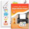 Euqvunn 35 Fogli Carta Adesiva per Stampante A4, Carta Vinile Stampabile Adesivo Trasplucido Impermeabile, Self-Adhesive Full Page per Stampanti a Getto d'Inchiostro, Quick Dry, 210x297mm