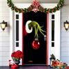 REGAPOG Copertura per Porta di Natale Decorazione Babbo Natale Grinch Elfi Banner da Appendere per Porta Natale Sfondo per Natale Decorazione da Parete (G, 91cm x 203cm)