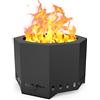 onlyfire Φ61 cm Ottagonale Braciere Senza Fumo, Focolare Portatile in Ferro per Falò All'aperto con Contenitore per Cenere Rimovibile per Giardino, Patio, Cortile, Festa, Nero