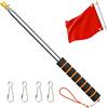 APXEL Asta Bandiera Telescopica, 3m Asta Bandiera Portatile in Acciaio Inossidabile, Manuale Porta con Impugnatura Antiscivolo, con 4 Ganci per Guide Turistiche, Campeggio, Insegnanti(Arancione)