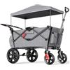 EVER ADVANCED Carrello pieghevole per bambini con tetto, passeggino pieghevole Cintura di sicurezza 2x5 punti, carrello di trasporto con zaino, trazione e spint,freno a pedale, Capacità di peso 50KG