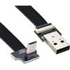 NFHK Up Angled USB 2.0 Type-A Male to Micro USB 5Pin Male Data Flat Slim FPC Cable for FPV & Disk & Phone 200CM