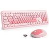 SbocKeeb Ttastiera e Mouse Senza Fili, Tastiera Silenziosa e Mouse Wireless, Full Size, Sottile Tastierino Numerico 2.4GHz, Americana QWERTY per laptop, desktop, MacBook, PC (Diary Pink)