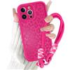 Coalbooliy Cover con Cordino per iPhone 14 Pro Max 6,7'', Silicone Morbido Custodia Aesthetic Leopardo Rosso Rosa Automne Mädchen Modello Disegni Collana Universale Fotocamera Protettiva Case, 03