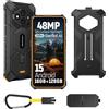 Ulefone RugKing 3 Pro Cellulare Android 15, 5700mAh AI Rugged Smartphone 16GB+128GB/SD-2TB, Octa-Core 48MP+8MP Telefono Impermeabile 6.56 120Hz, 120LM Super Torcia/3-Slots/OTG/NFC/GPS Orange