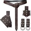 HiiFeuer 5 Pezzi Cintura Medievale Accessori Costume Gonna Rinascimentale Hike Vichingo Corno Cintura Fondina Pugnale Fondina Spada Rana (Marrone B)