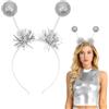 Augesak Cerchietto Alien Donna, Cerchietto Alieno Glitter in Argento,Discoteca Accessorio per Carnevale, Cerchietto Alien Donna Accessori per Carnevale Costume Party
