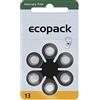 Ecopack VARTA ecopack tipo 13 arancione 4606 - Batterie per apparecchi acustici, confezione da 6