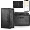 Find&co Portafoglio Uomo Slim con Vano AirTag, Compatibile Smart Tag Android, Porta Carte e Monete in Vera Pelle RFID Schermato, 8 Carte Antifurto, Tasca Segreta, Design Elegante Classico
