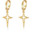 Bellitia Jewelry Orecchini Cerchio Pendenti con Croce in Argento 925 Placcato in Oro Nero/18K Oro/Platino, Stella Gioielli Creole Originali per Donna, Ragazza, Uomo, Unisex Ciondolo a Croce Mini