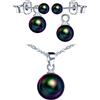 CPSLOVE Collane da donna ragazze, Orecchini da donna ragazze, Parure di gioielli in argento 925, Collana pendente di perle, Orecchini di perle, Due modi di indossare, nero