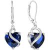JO WISDOM Orecchini Pendenti Cuore Argento 925 Donna con Cuore 3A Zirconia cubica Settembre Birthstone Colore Zaffiro