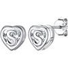 Silvora Argento Sterling Orecchini da Donna S925 con Zircone Diamante di Cuore Lettera Vuota Alfabeto A-Z Iniziali Nome Regalo Creativi Festa della Mamma Regalo per Lei