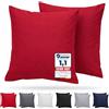 Komfortec Set di 2 federe 80 x 80 cm, 100% microfibra, morbide e traspiranti, con chiusura lampo, federe per cuscino, lavabili e facili da pulire, colore rosso