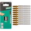 wolfcraft 10 lame per seghetto alternativo - taglio curvo fine - lama HCS con attacco a T - ideale per compensato e legno tenero - profondità di taglio 20 mm - 8018100