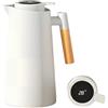 Colexy Caraffa Termica da Caffè 1L Thermos con Indicatore di Temperatura Caraffa Termica con Manico in Legno Bollitore per Acqua Isolata Teiera da Tè Mantiene Caldo Freddo Per Caffè Latte Tè (Bianco)