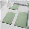 LUOJINYI Tappetino da Bagno Antiscivolo Morbido e Assorbente, Shaggy a Pelo Lungo, in Microfibra, Lavabile in Lavatrice, Verde, 40x60cm e 50x80cm e 50x50 a U