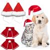 Sporgo Costume natalizio per cani e gatti: 2PCS Costume natalizio con berretto e mantello regolabile, abbigliamento per gatti e cani per Natale, abbigliamento per animali domestici per la festa di