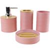 Hosoncovy Set di 4 Pezzi Contenitori da Bagno Set di Accessori da Bagno con Dispenser di Sapone, Tazza da Bagno, Portasapone, Portaspazzolino e Dentifricio (Rosa)